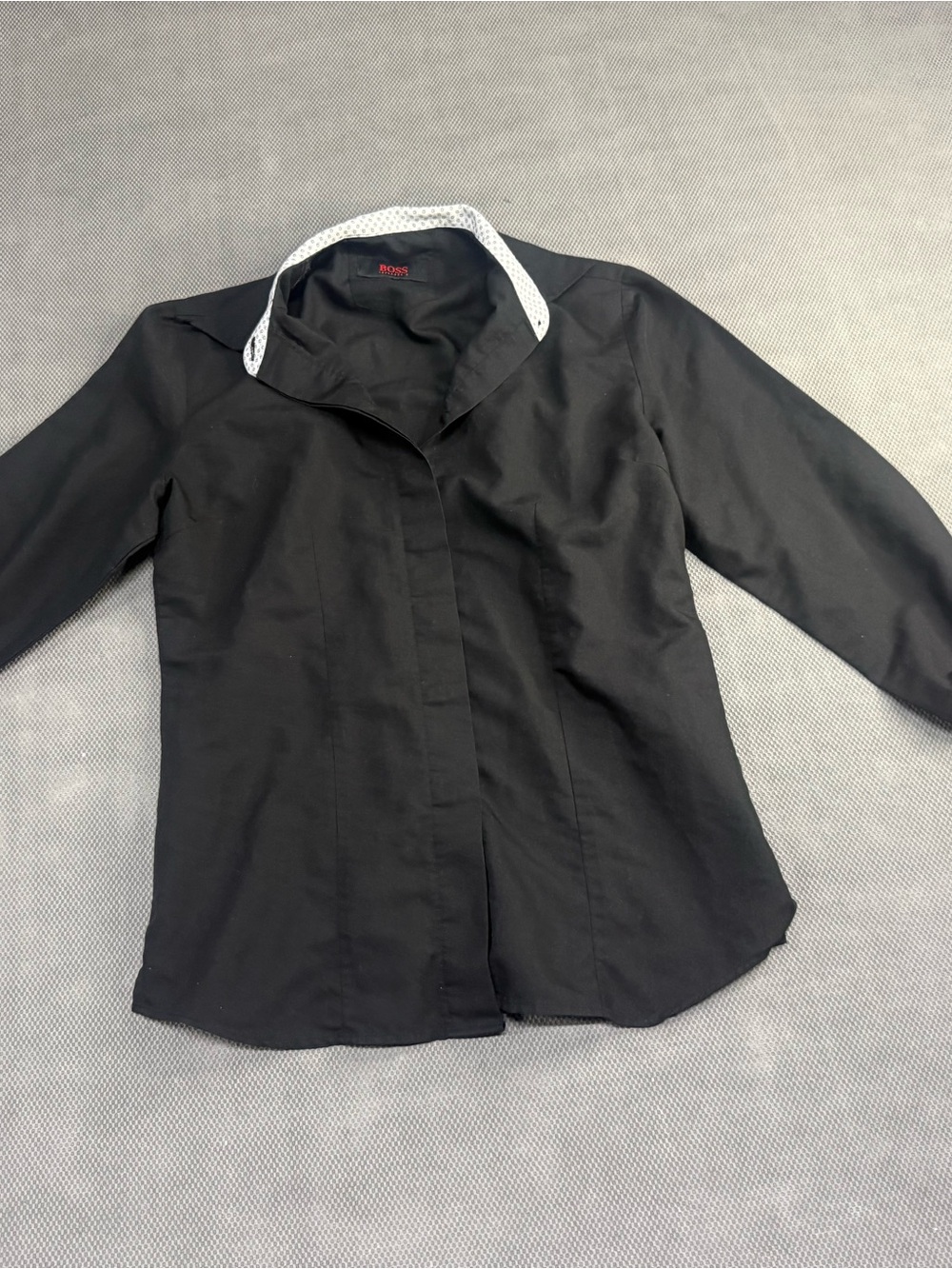 Boss women’s Black Shirt with White Contrast Collar